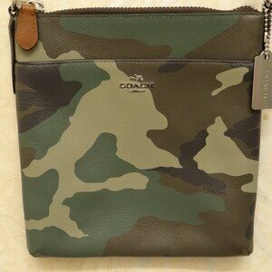 COACH Preowned Leather Crossbody North/South Swingpack; Camo Leather with adjust